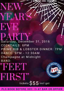 New Year's Eve Party Vernon Yacht Club December 31
